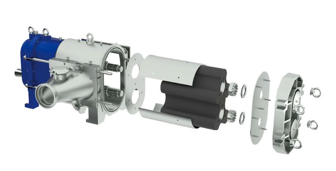 Bomba lobular BELLIN Serie PLWX en acero inoxidable con lóbulos lineales trilóbulo para bombeo de uva y mosto