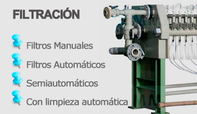 Distribución de filtros prensa manuales, automáticos, semiautomáticos, con limpieza automática...